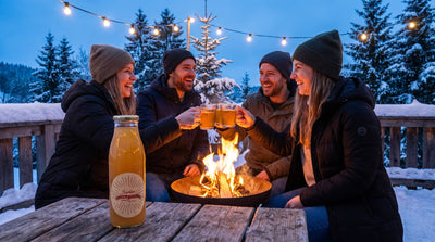 Freunde mit Glühgin an der Feuerschale